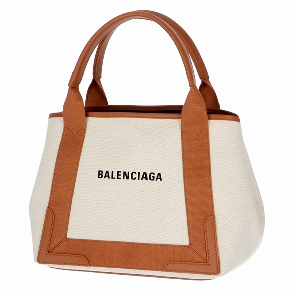Balenciaga Navy Bag Tote Tan Cabas Canvas - Picture 1 of 9